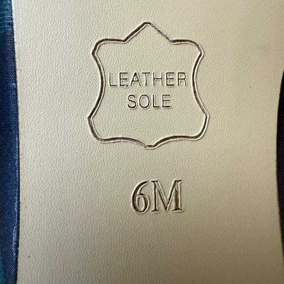 Talbots blair ballet flats indigo blue multi plaid women's size 6M leather sole - Picture 10 of 11